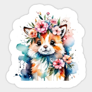 Cute floral cat gift ideas Sticker